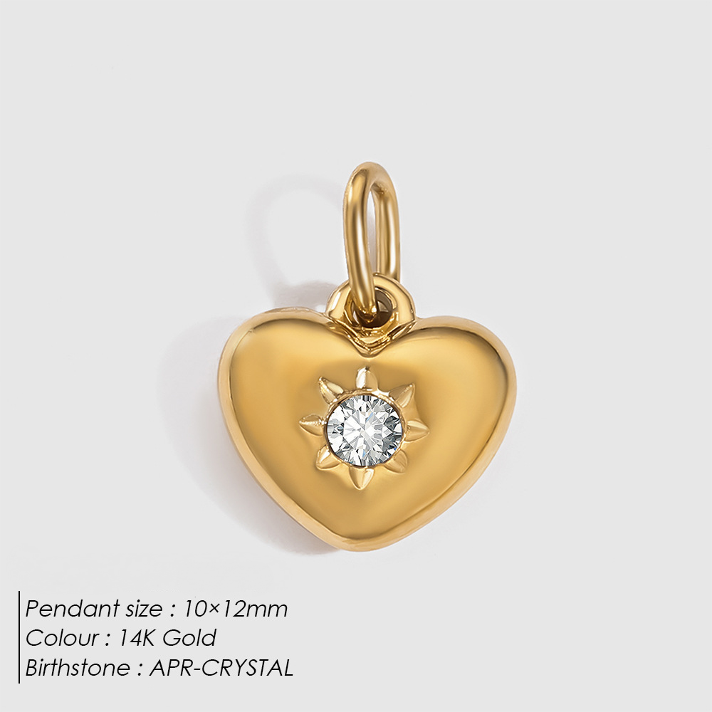 Stainless Steel Rhinestone Heart Pendant