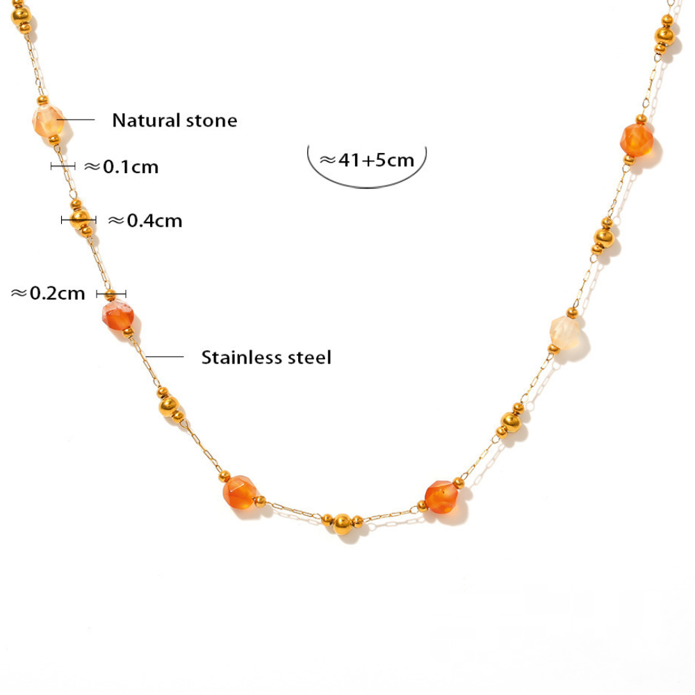 Red White Natural Stone Beaded Necklace Bracelet Jewelry Suit