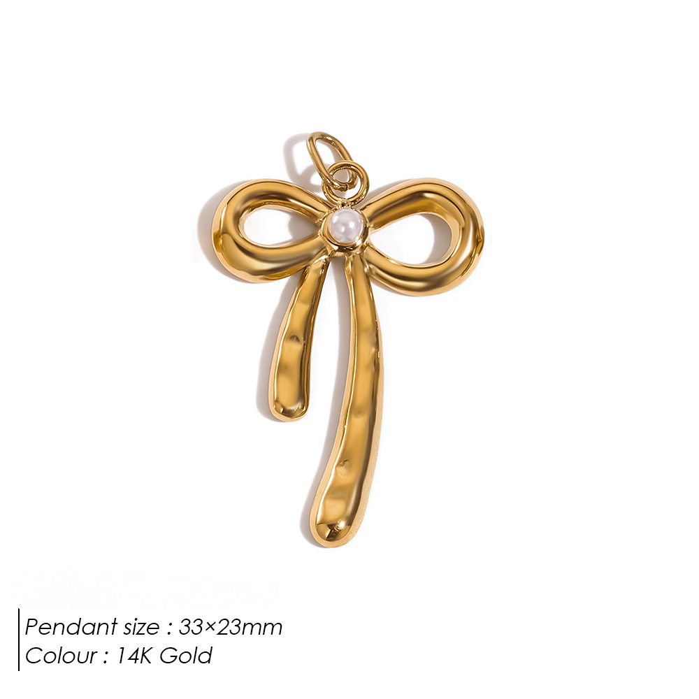 Stainless Steel Hollowed-out Bowknot Series Pendant