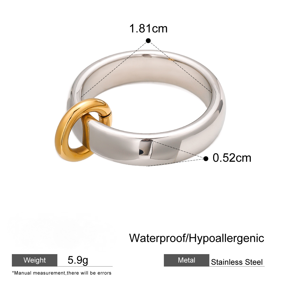 Stainless Steel Two-Tone Gold and Steel Ring Combination