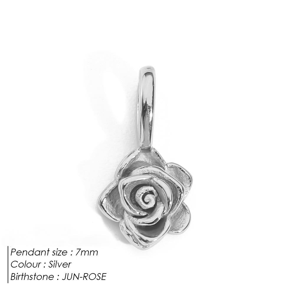 Stainless Steel Birthday Three-dimensional Flower Pendant