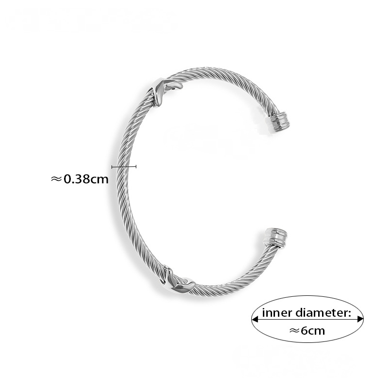 Stainless Steel Multi-layer Twist Cuff Bracelet