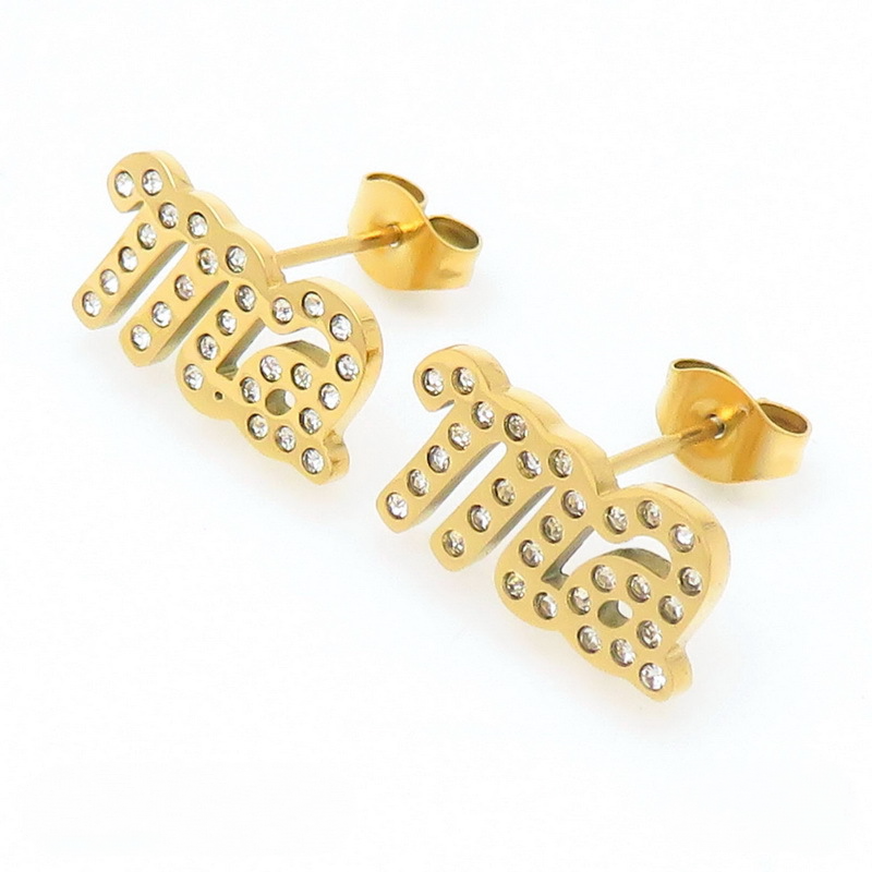 Stainless Steel Mama Letter Inlay Cubic Zirconia Earrings