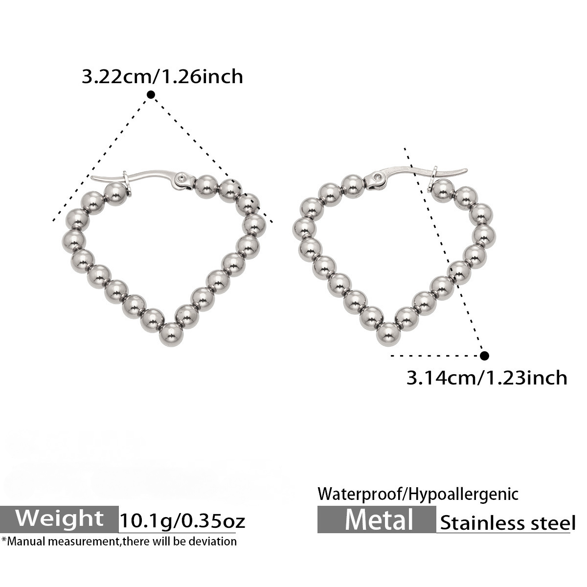 Stainless Steel Geometric Diamond-shaped Bead Hoop Earrings