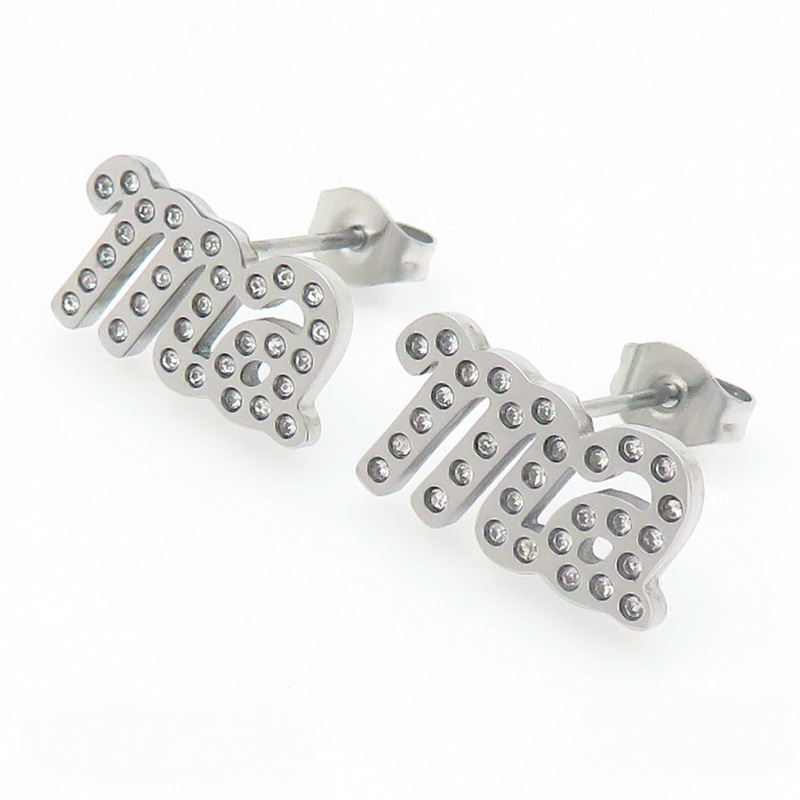 Stainless Steel Mama Letter Inlay Cubic Zirconia Earrings