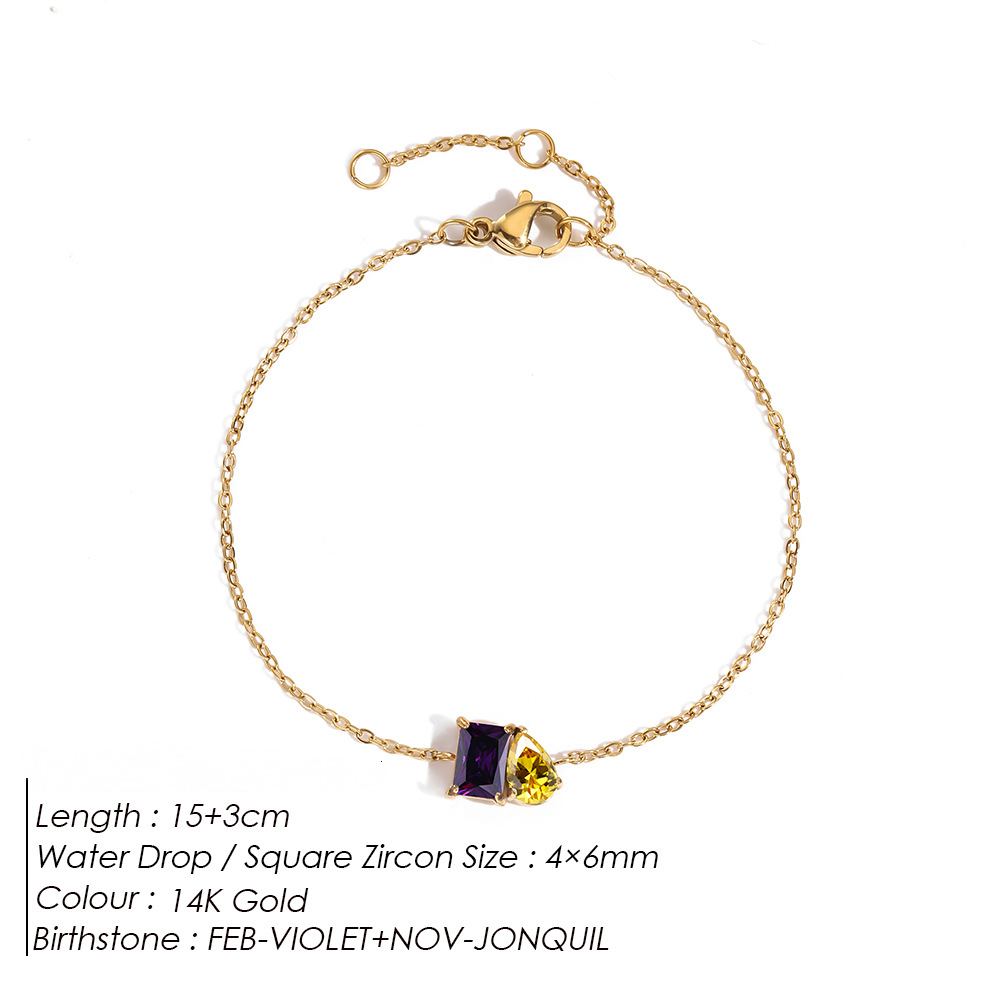 Stainless Steel Birthday Stone Bracelet