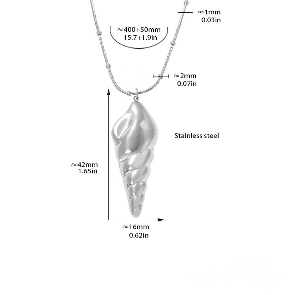 Stainless Steel Hollow Conch Pendant Stacking Necklace