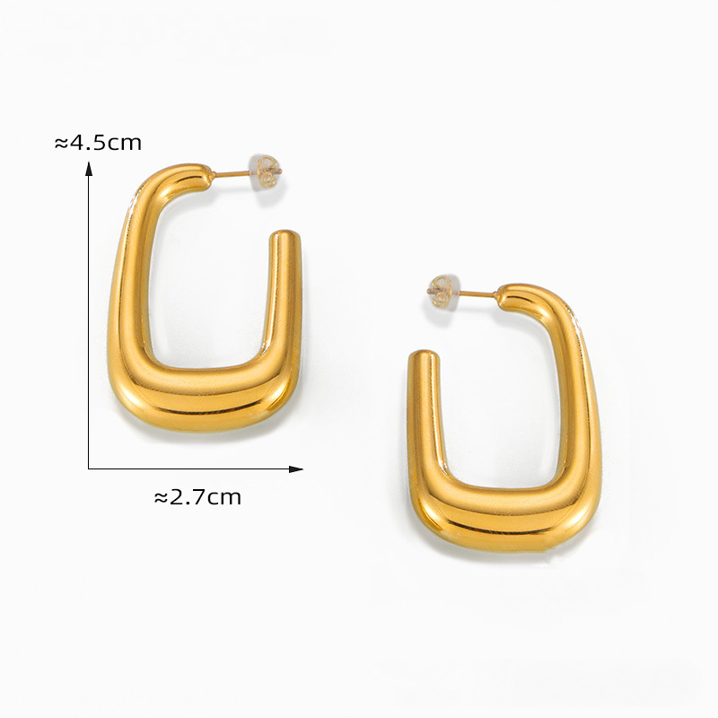 Stainless Steel Square Polished Hoop Earrings