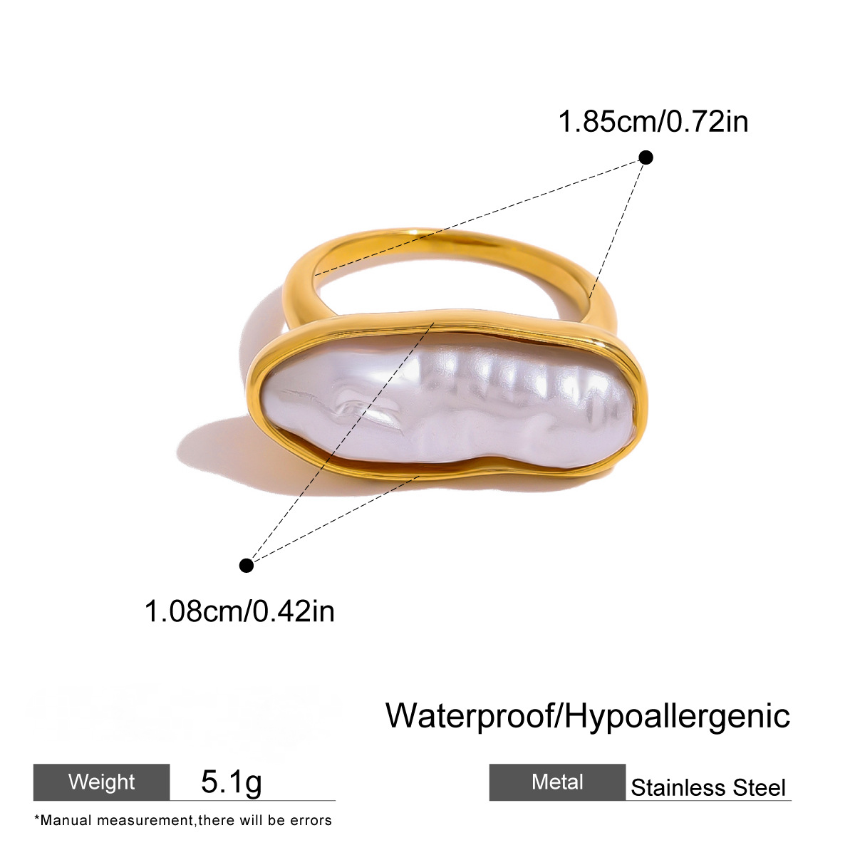 Stainless Steel Light Luxury Pearl Ring Combination