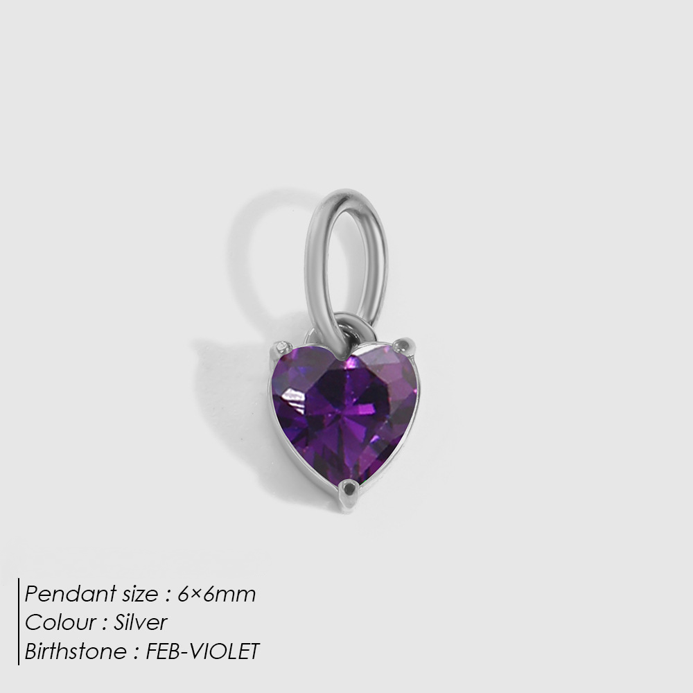 Stainless Steel Heart-shaped Cubic Zirconia Pendant