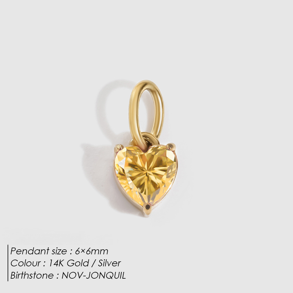 Stainless Steel Heart-shaped Cubic Zirconia Pendant
