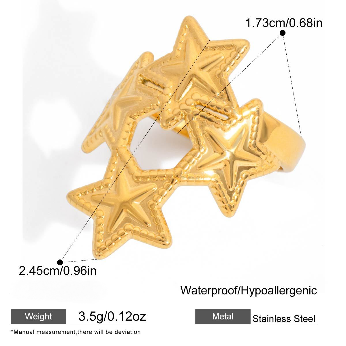 Stainless Steel Five-pointed Star Ring