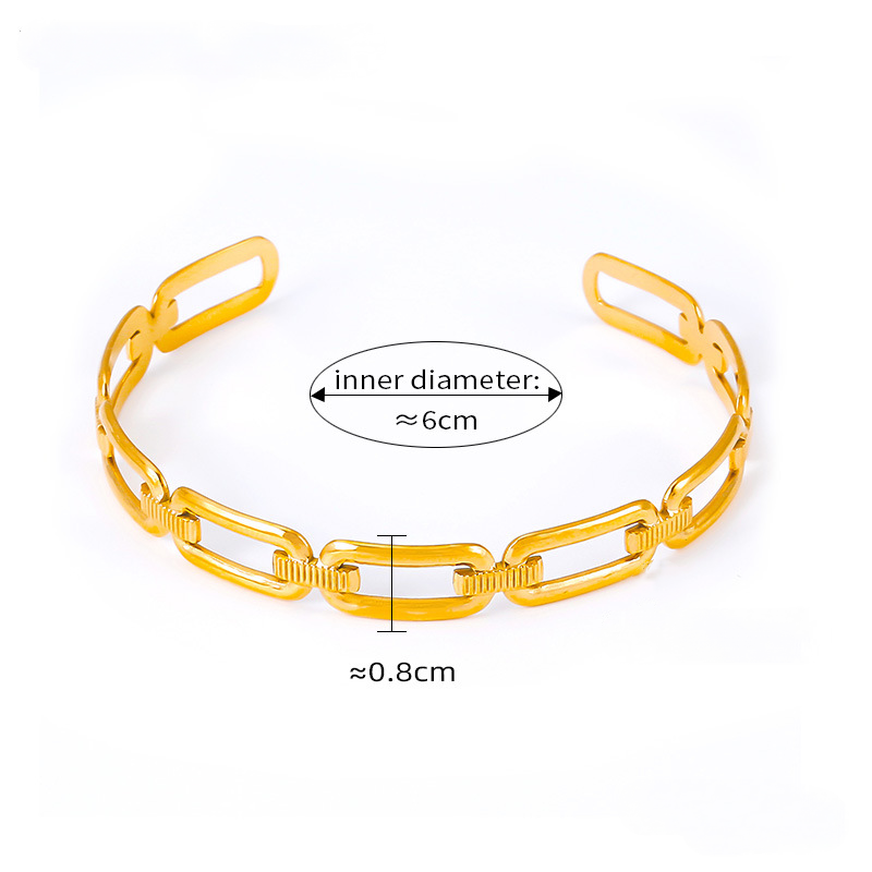 Stainless Steel Paperclip Chain Shape Cuff Bracelet