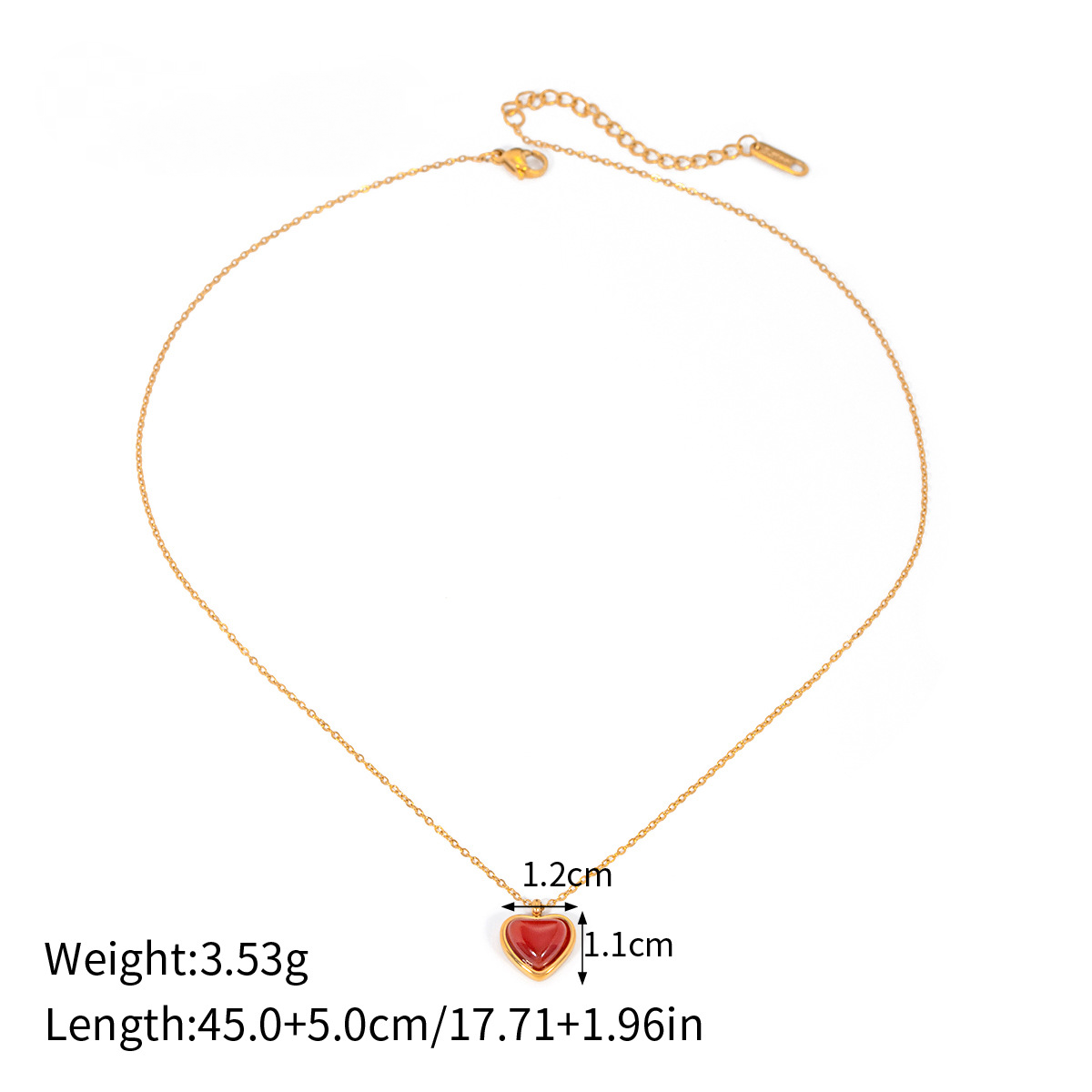 Stainless Steel Red Agate Heart Necklace Bracelet Ring Earrings Jewelry Suit