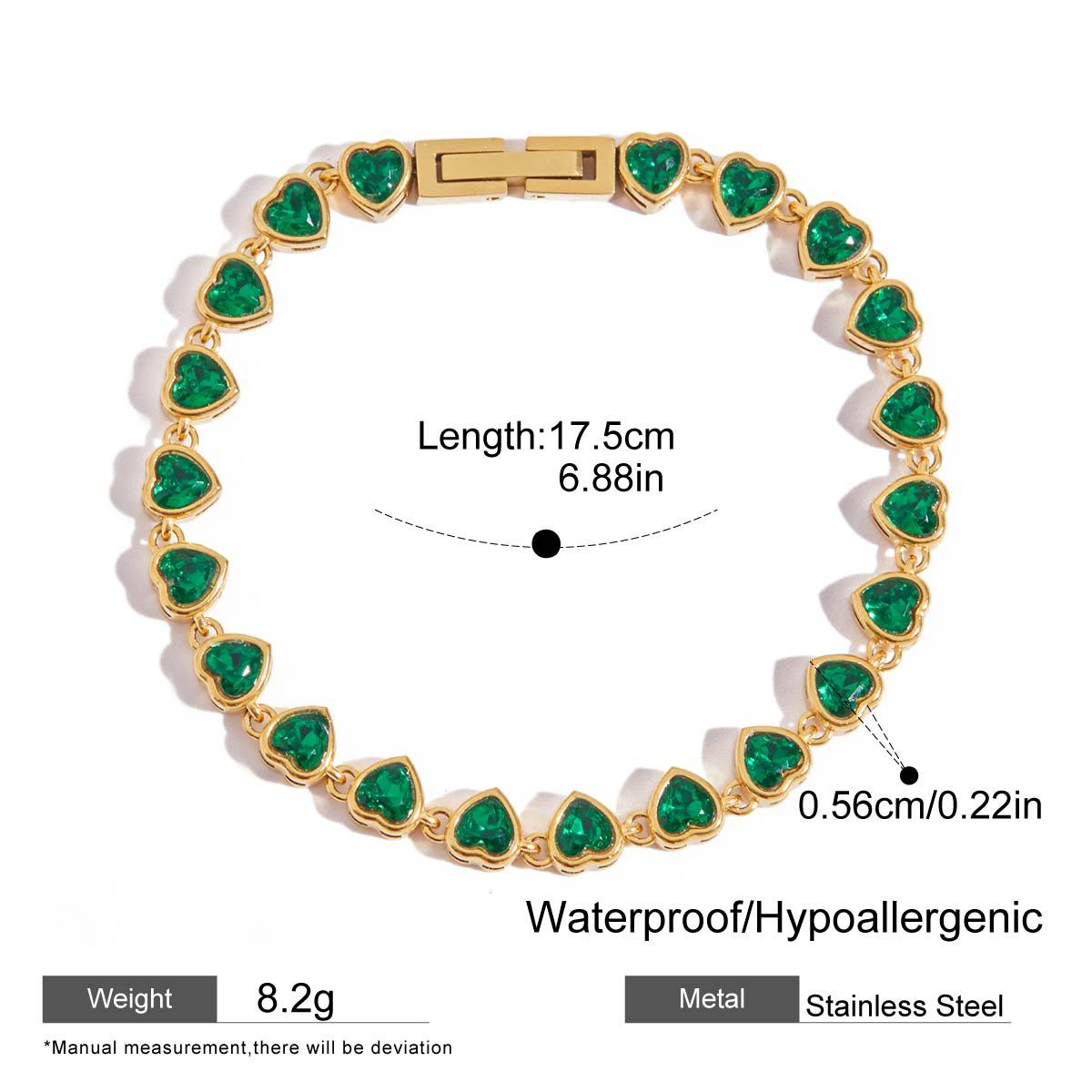 Stainless Steel Green Cubic Zirconia Bracelet