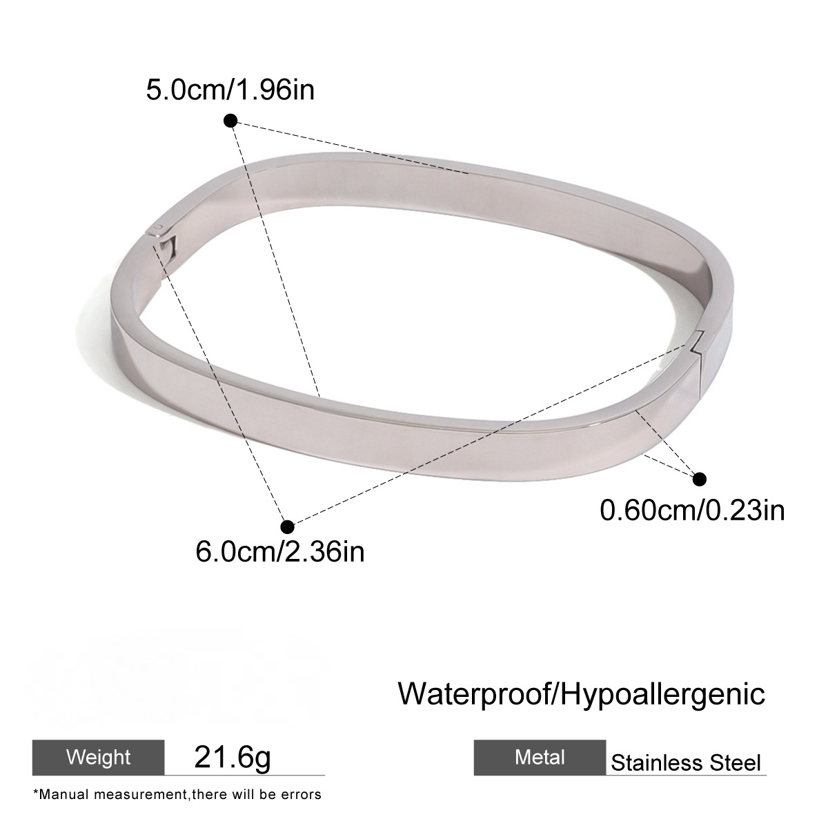 Stainless Steel Classic Square Buckle Bangle Combination