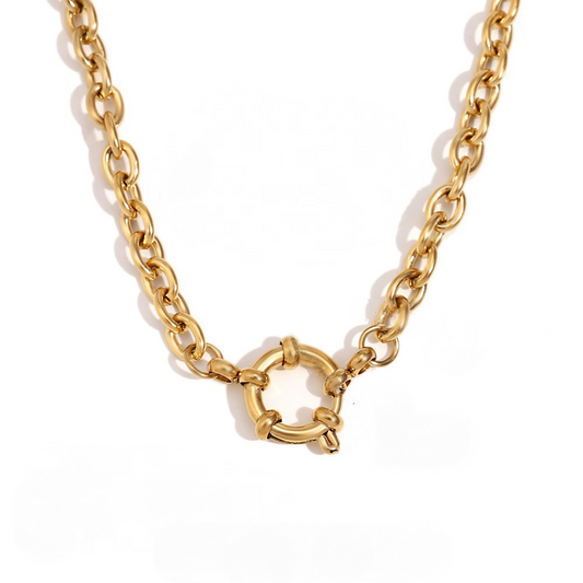 Stainless Steel Cable Chain Sailor Buckle Necklace