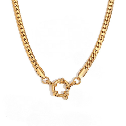 Stainless Steel Figaro Chain Sailor Buckle Necklace