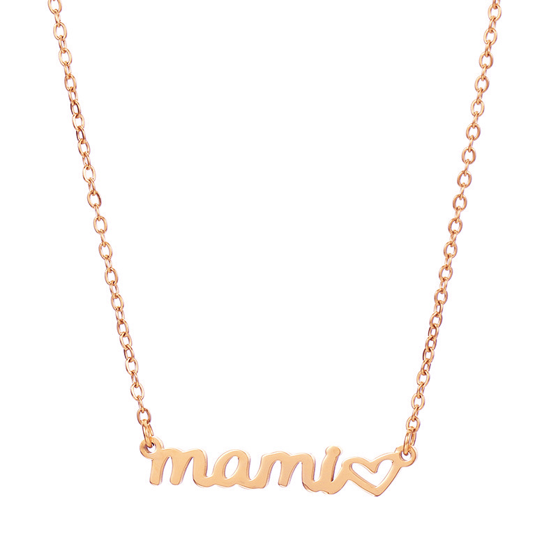 Stainless Steel Mama Letter Heart Pattern Pendant Necklace