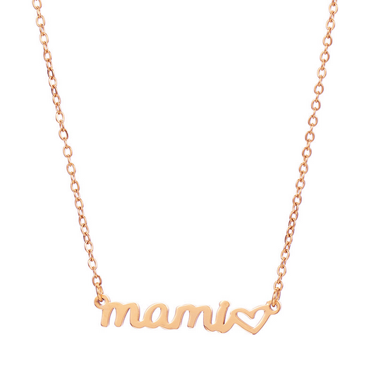 Stainless Steel Mama Letter Heart Pattern Pendant Necklace