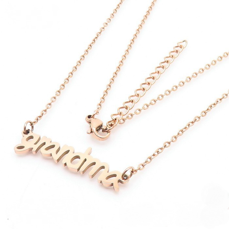 Stainless Steel Grandma Letter Pendant Necklace
