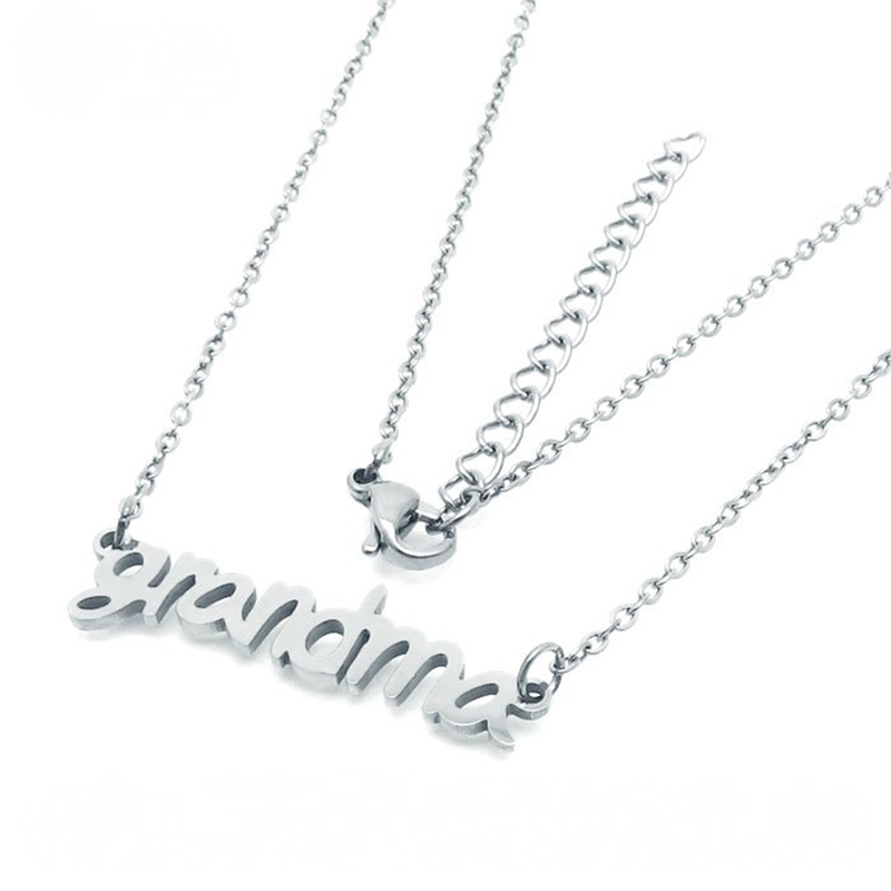 Stainless Steel Grandma Letter Pendant Necklace