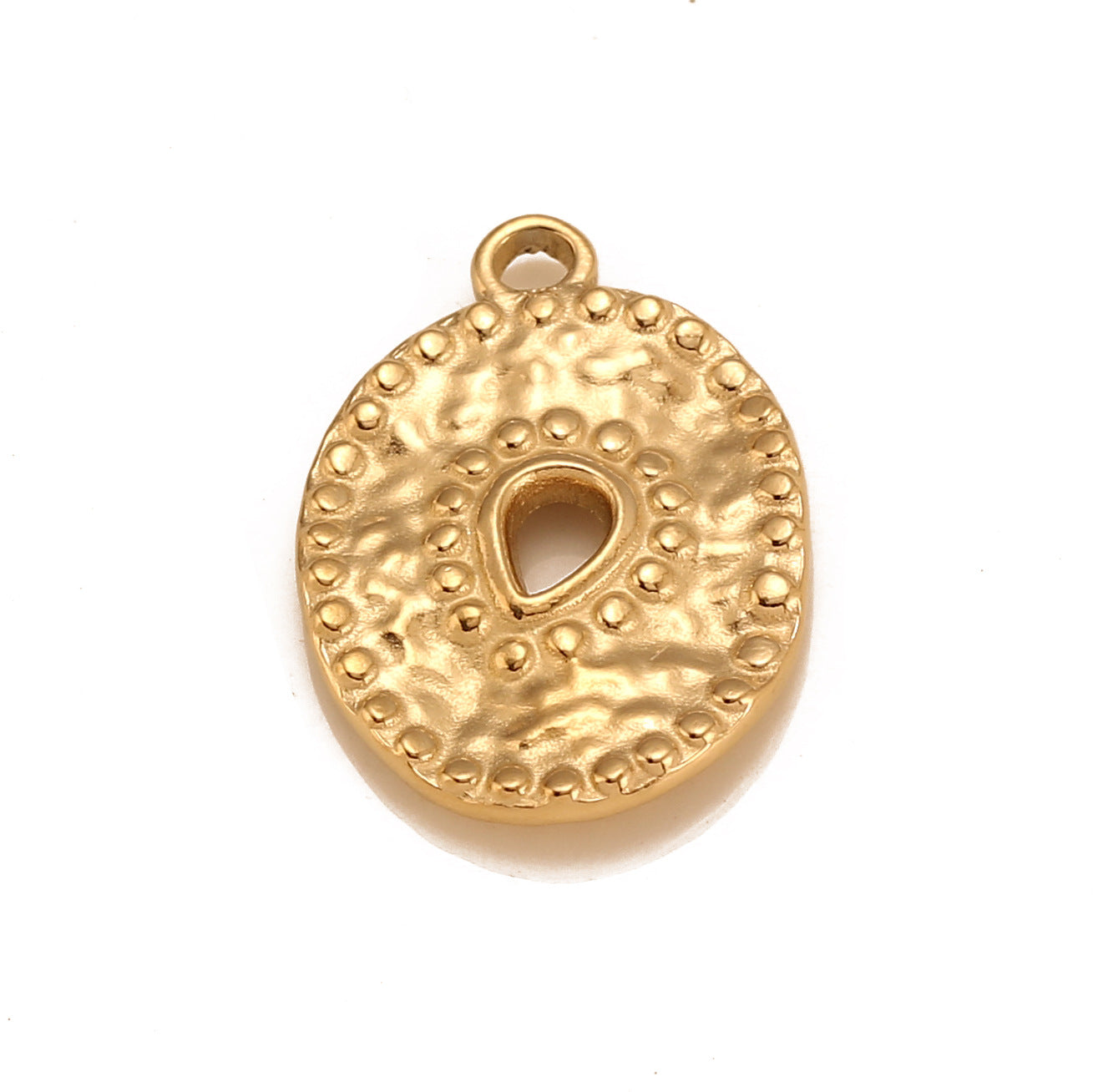 Stainless Steel 18K Gold PVD Hollow Irregular Oval Pendant