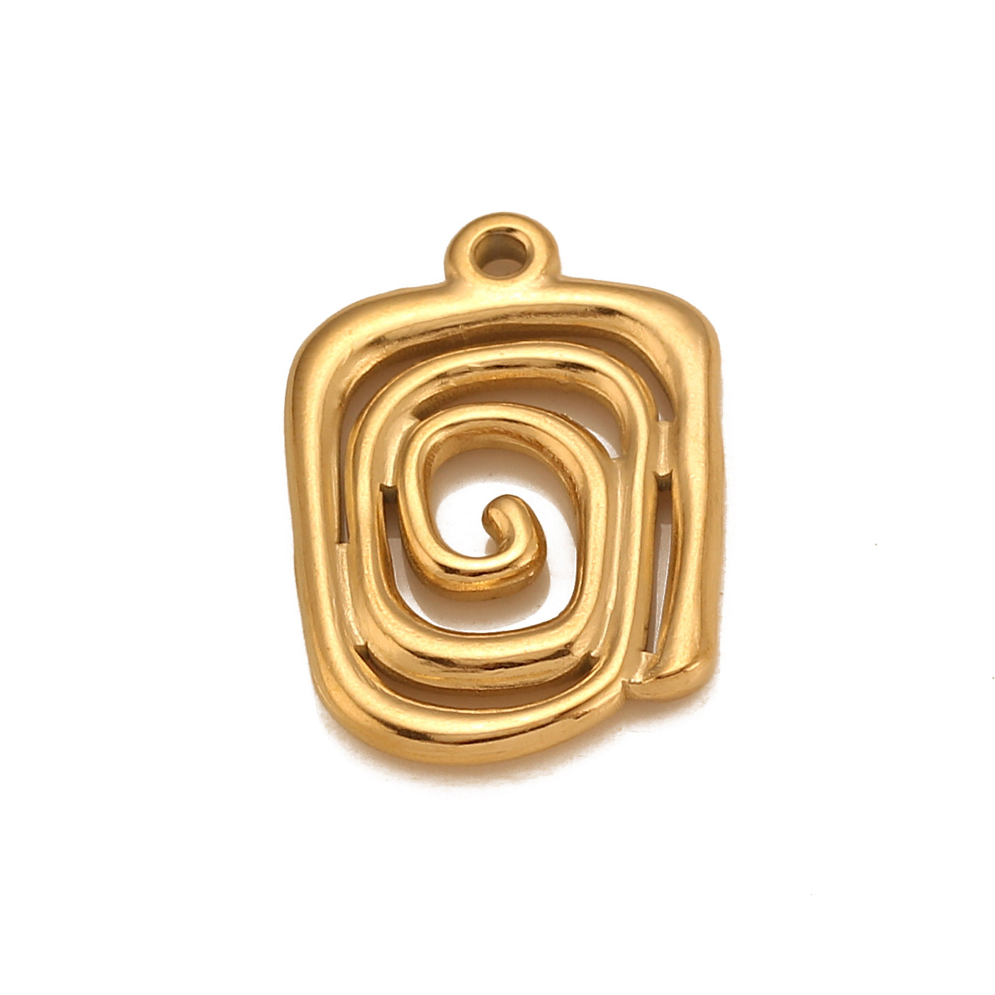 Pendentif carré creux en spirale en acier inoxydable