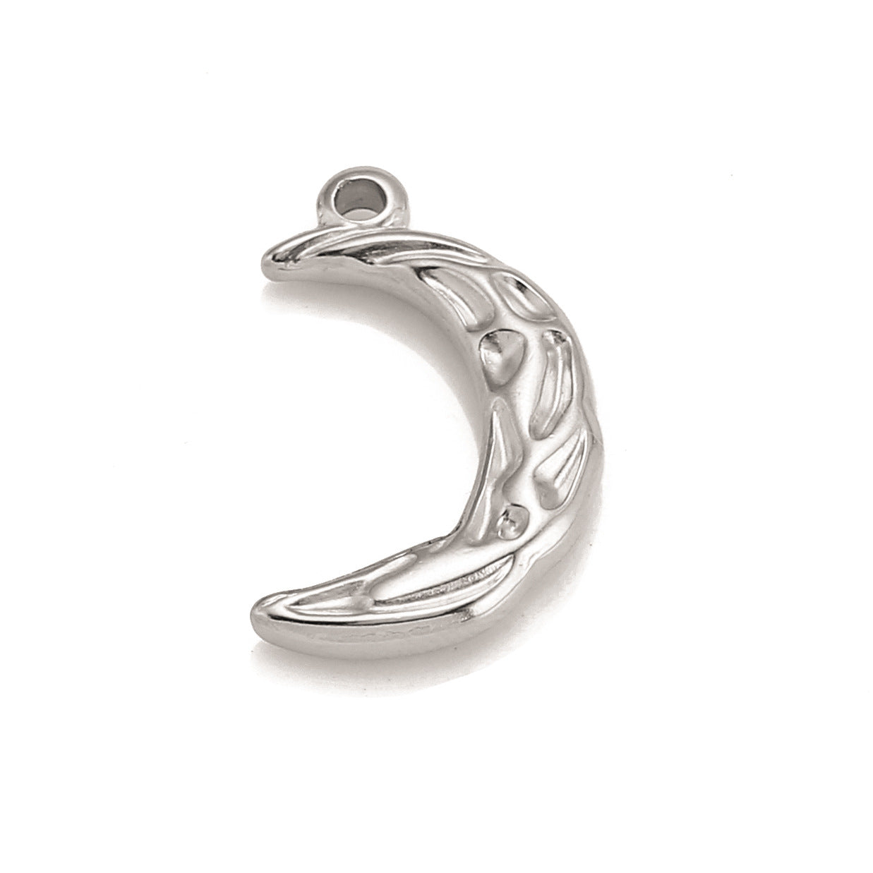 Stainless Steel Irregular Texture Moon Pendant