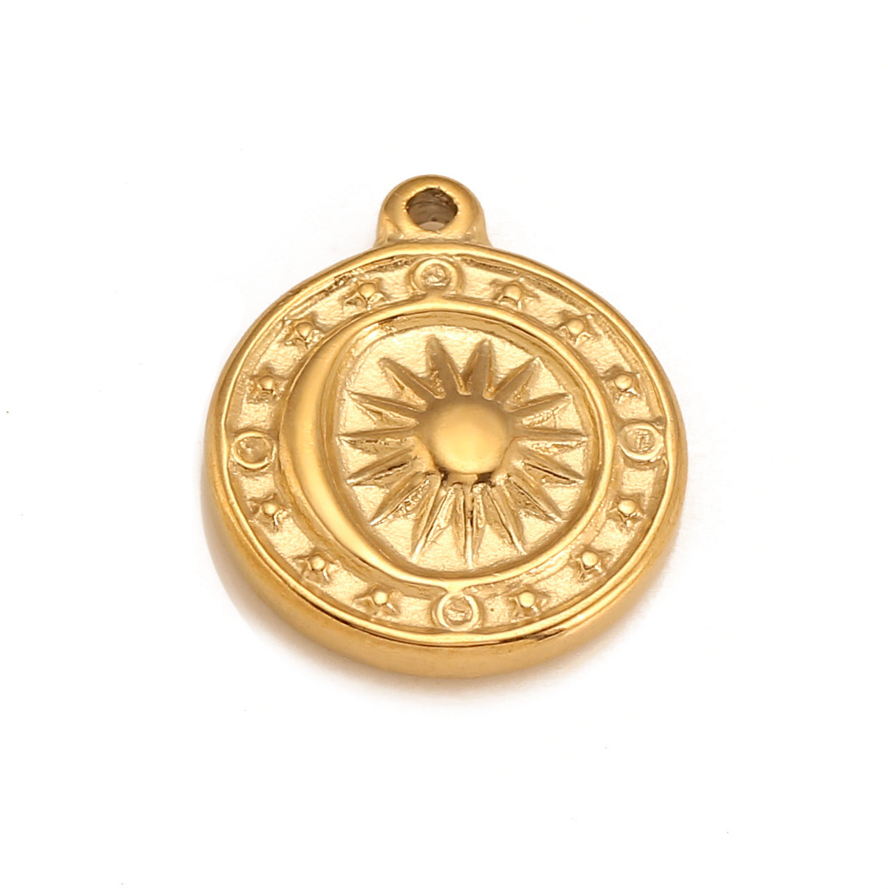 Pendentif rond en acier inoxydable en forme de soleil