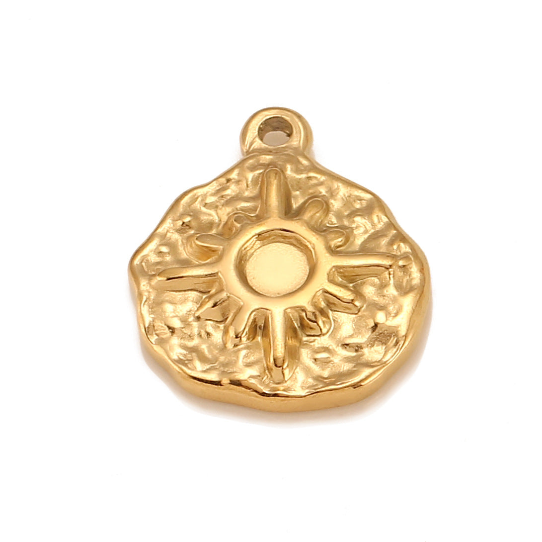 Stainless Steel Sun Irregular Round Pendant