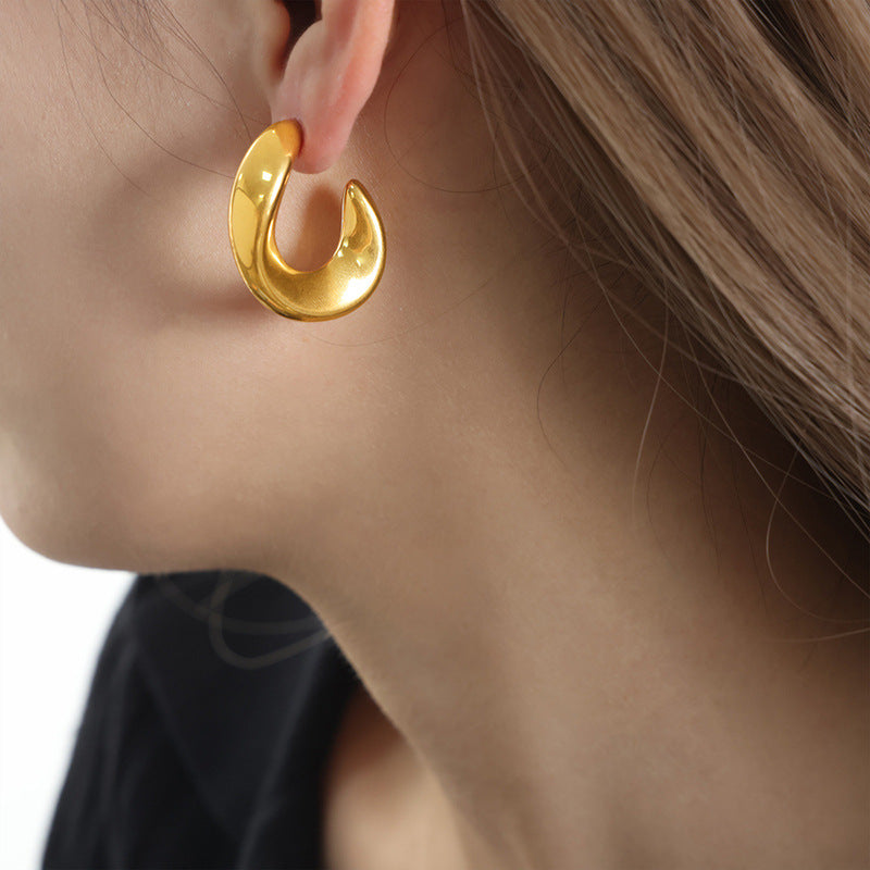 18K Gold PVD U-shaped Stud Earrings