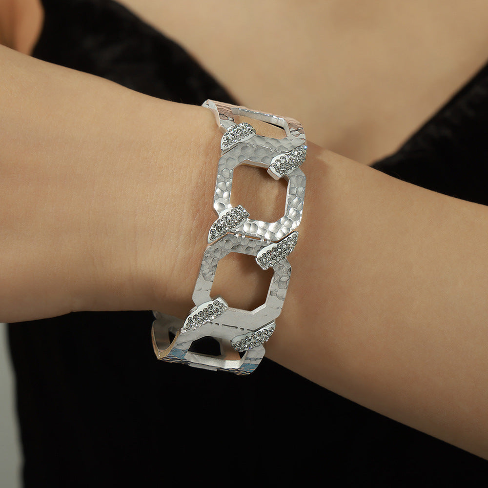 Chunky Geometric Zircon Bangle