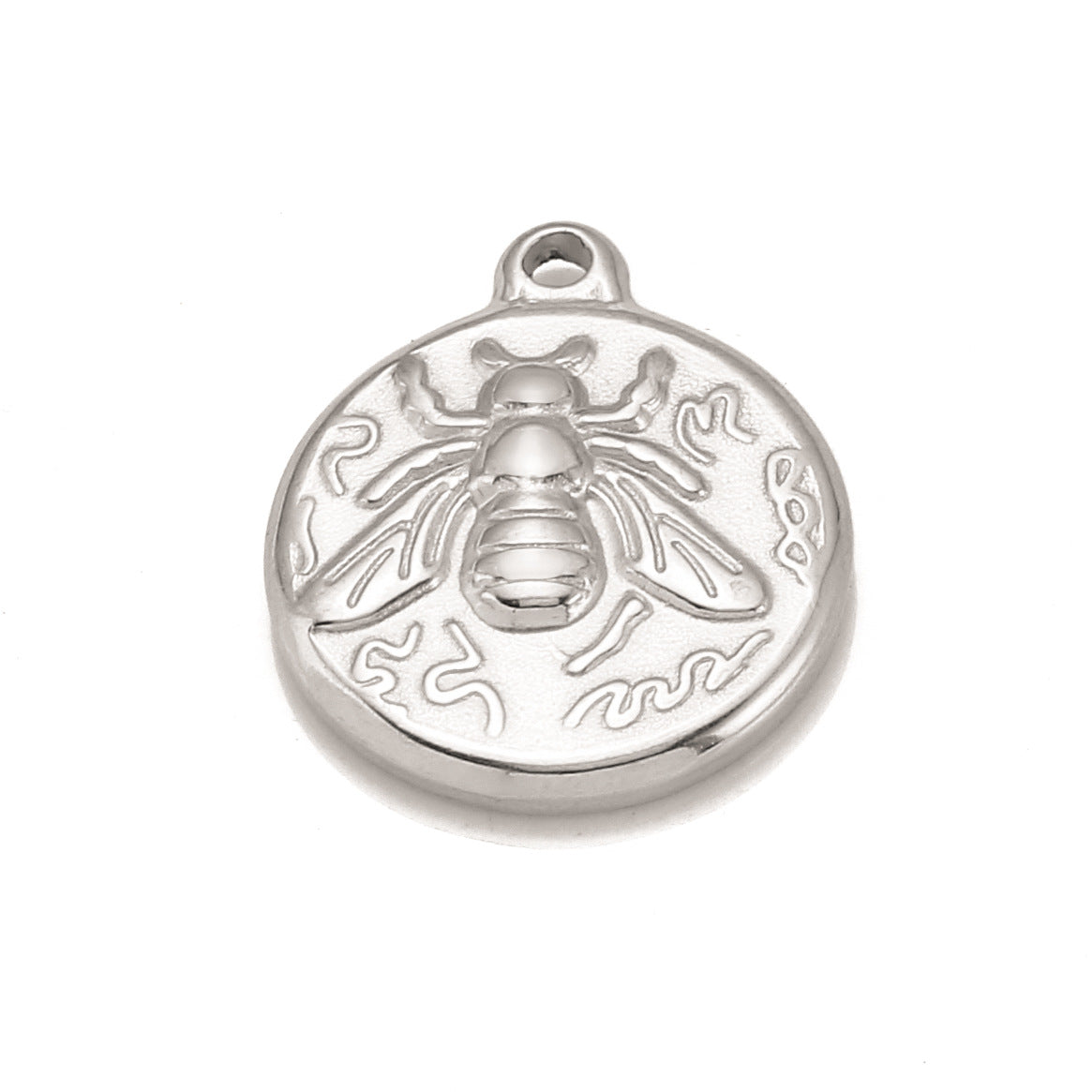 Stainless Steel Bee Pattern Round Pendant