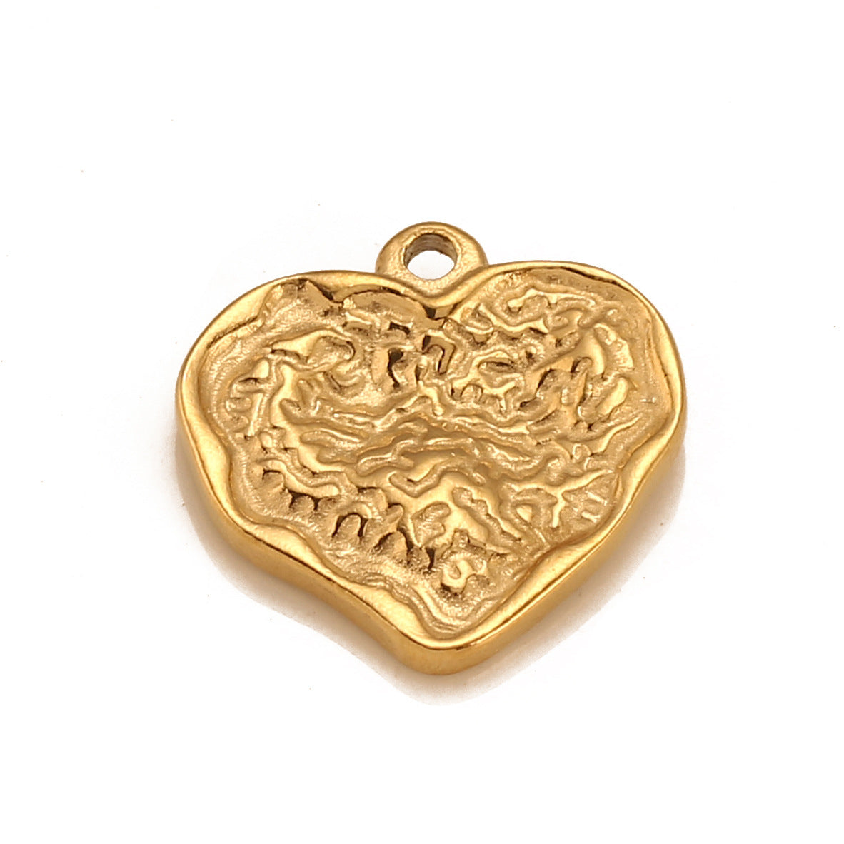 Pendentif en acier inoxydable en forme de cœur à texture irrégulière