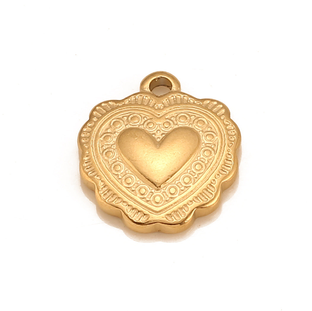 Stainless Steel Vintage Embossed Heart Pendant
