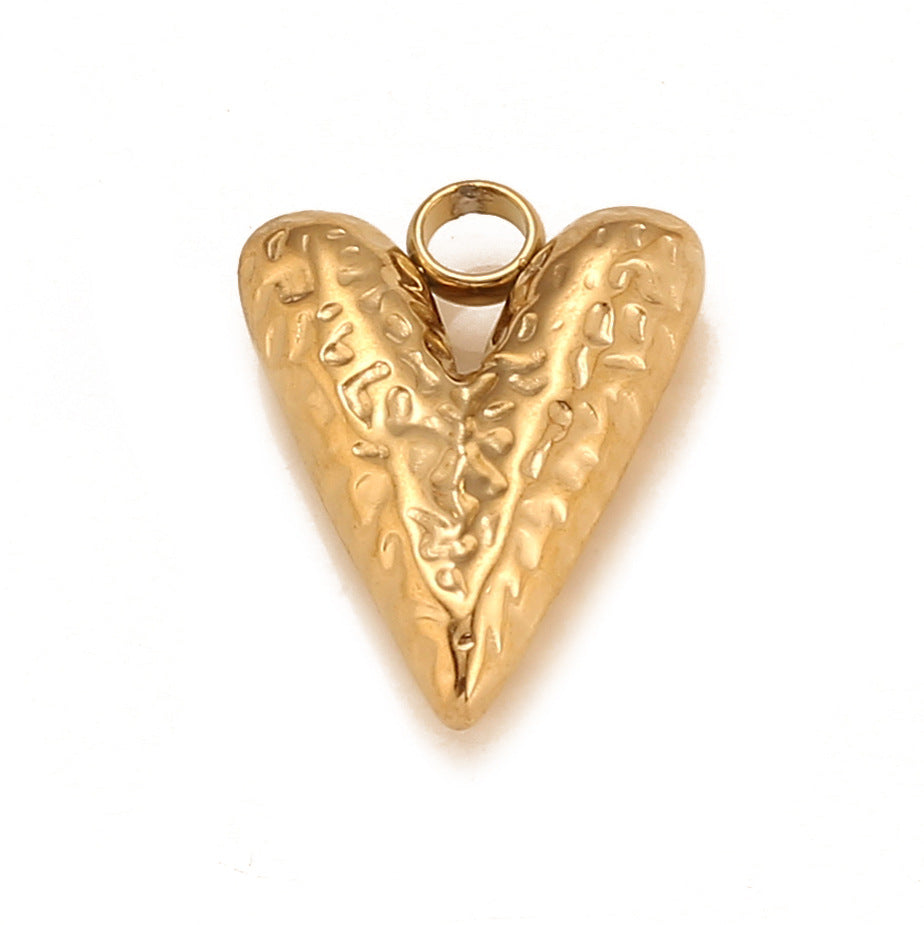 Pendentif Love en acier inoxydable à texture concave et convexe 3D
