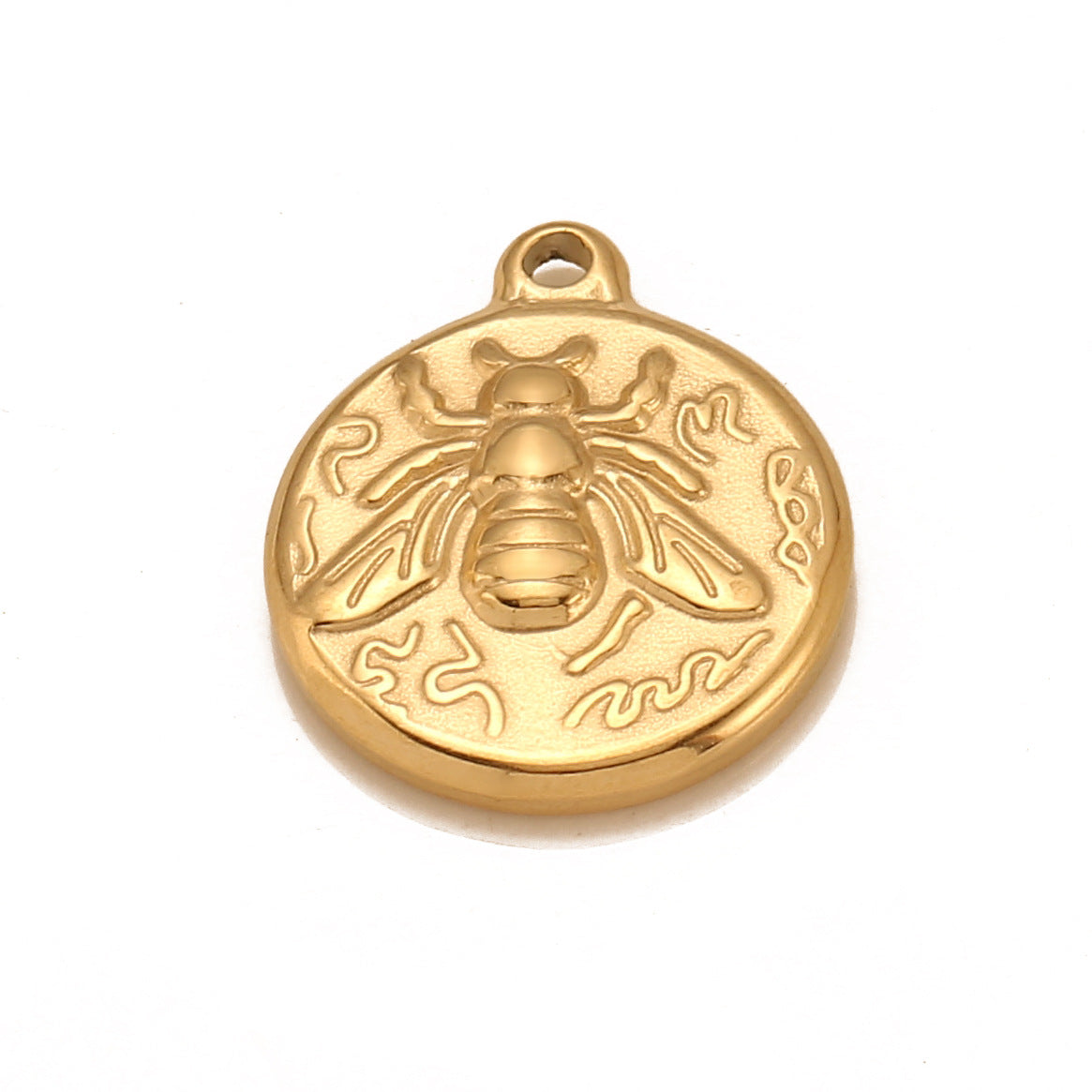 Stainless Steel Bee Pattern Round Pendant