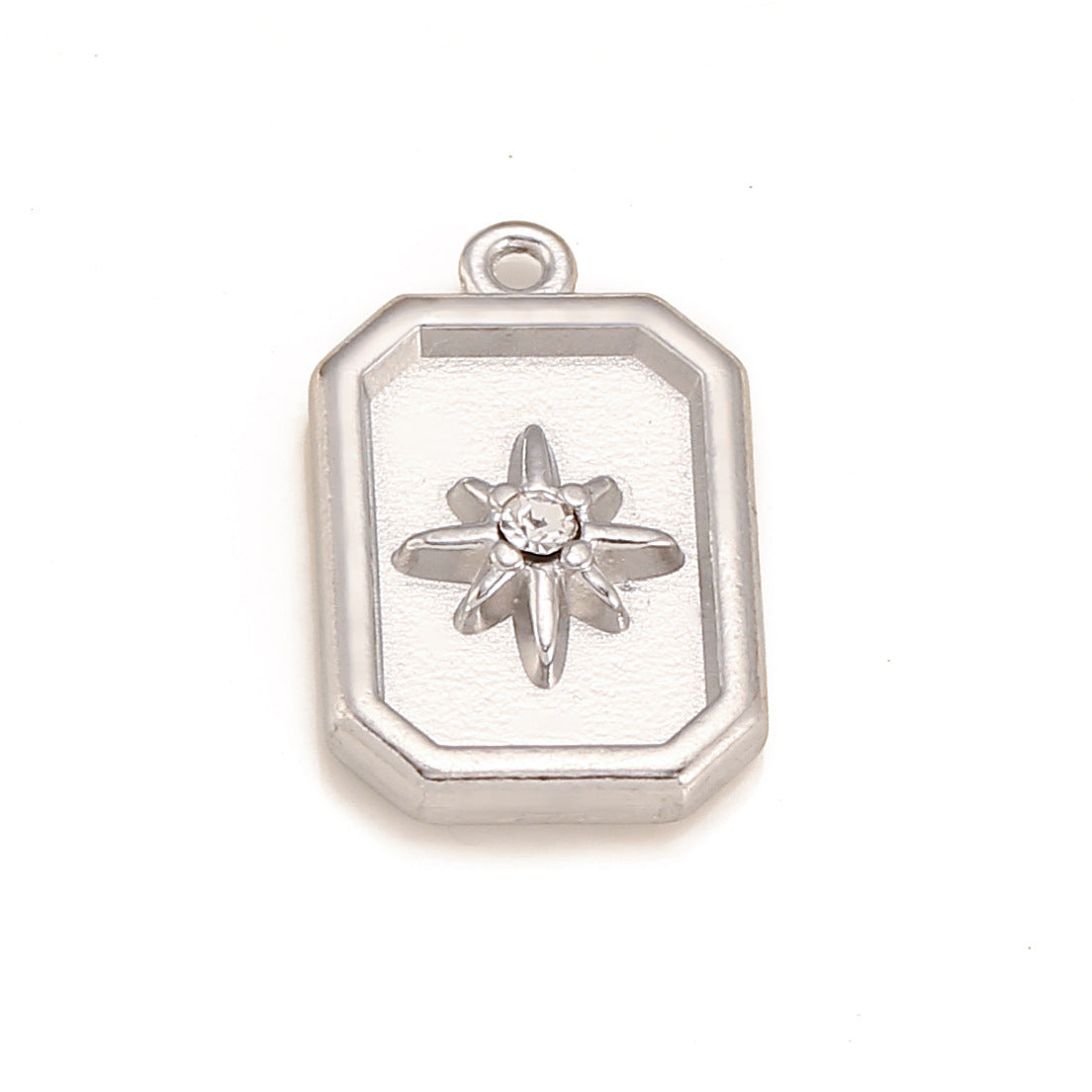 Stainless Steel 18K Gold PVD 3D Square Cubic Zirconia Pendant