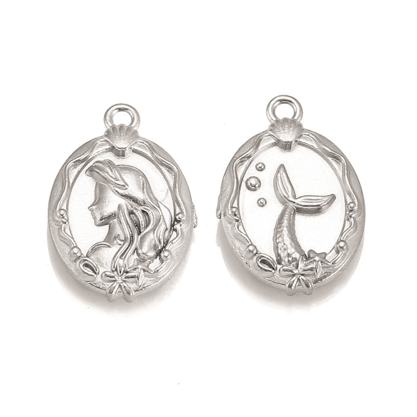 Stainless Steel Mermaid Double Sided Pendant