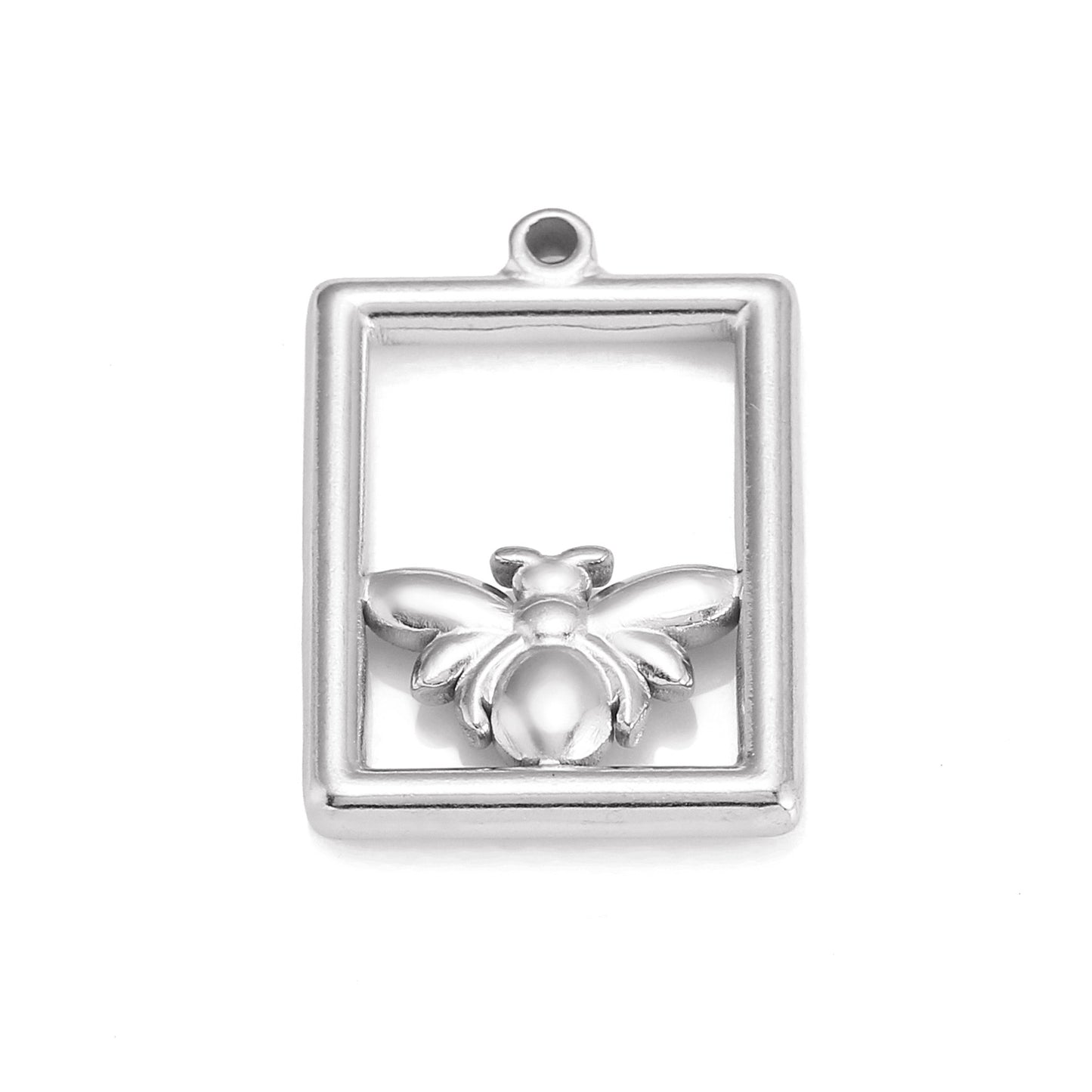 Square Hollow Bee Stainless Steel Pendant