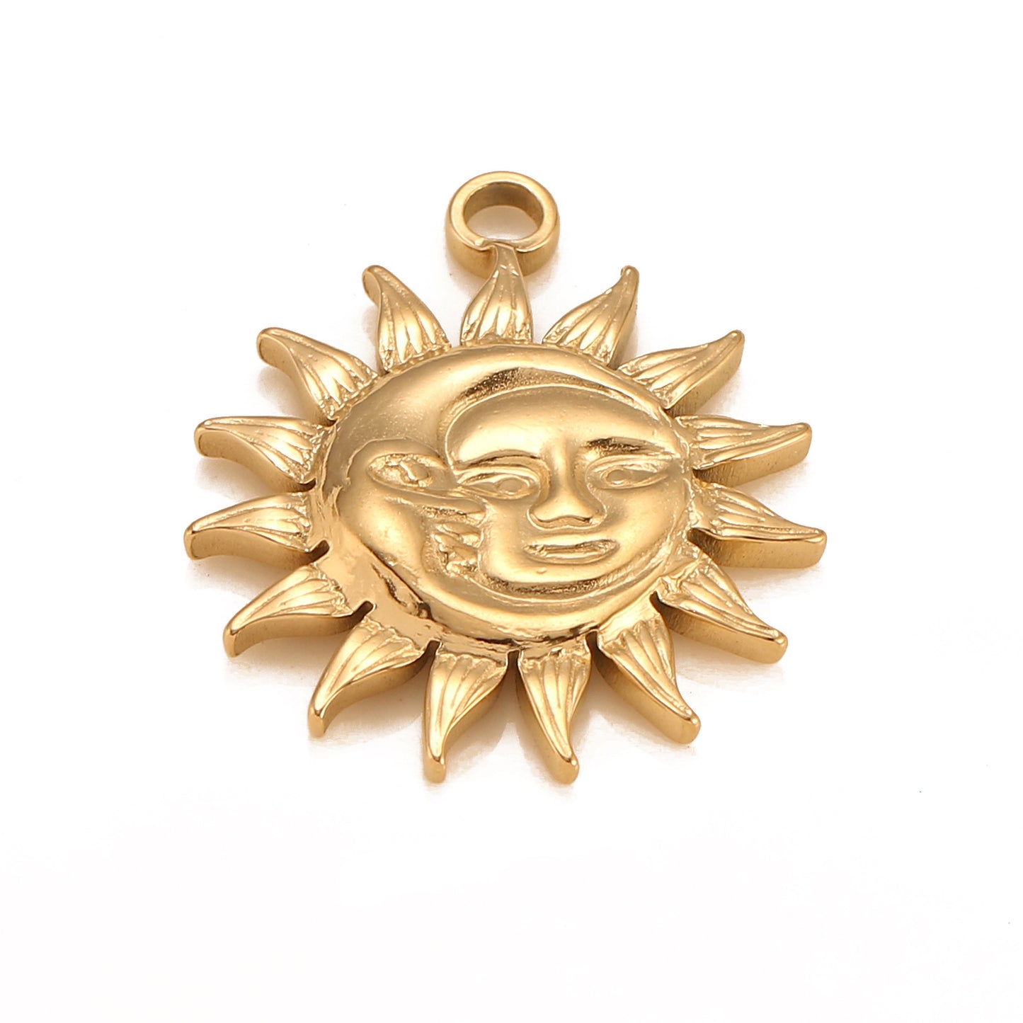 Stainless Steel 3D Face Sun Pendant
