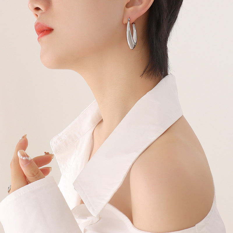 Hypoallergenic Stainless Steel U-Shaped Hoop Earrings