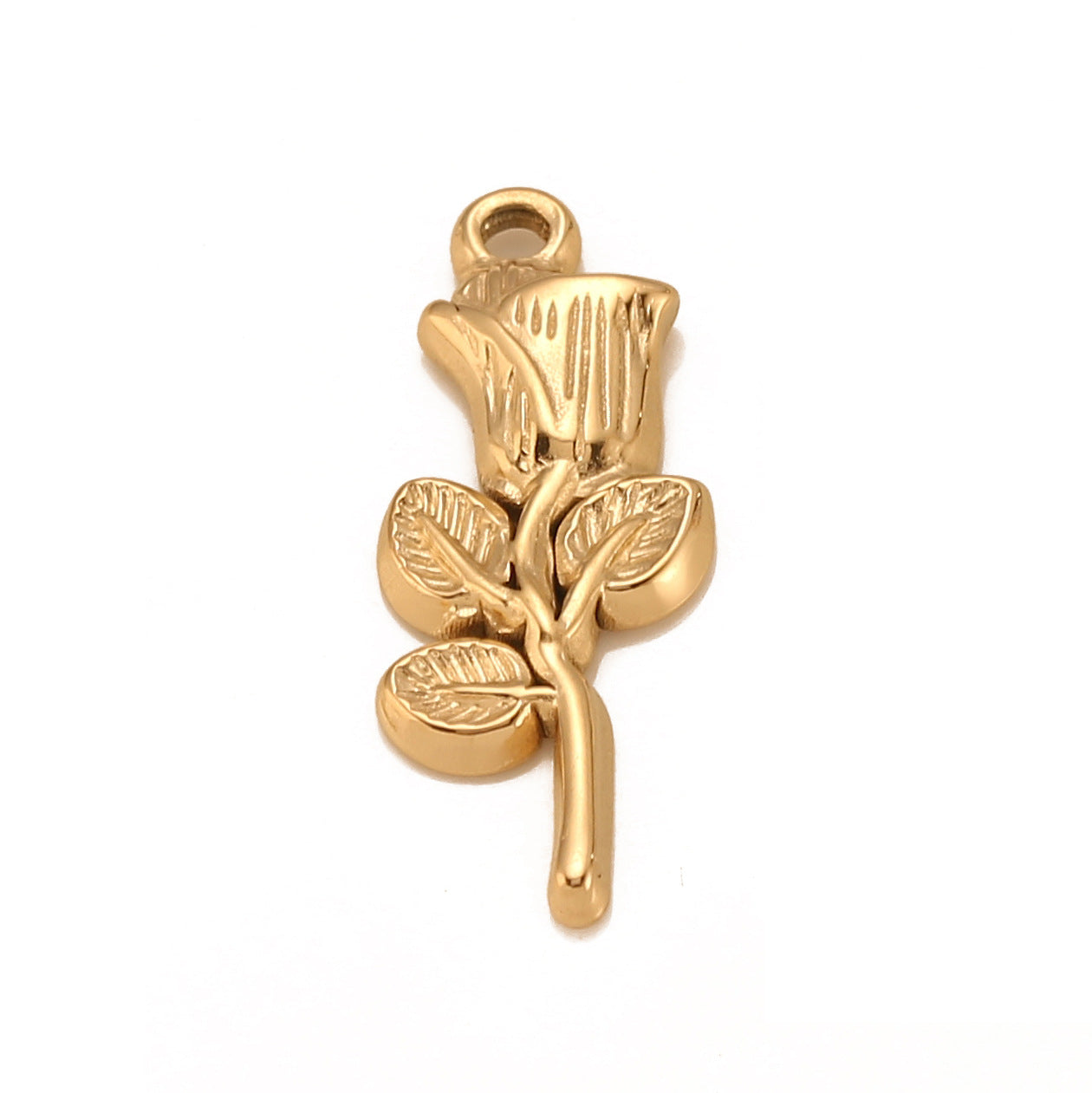 Pendentif rose 3D en acier inoxydable
