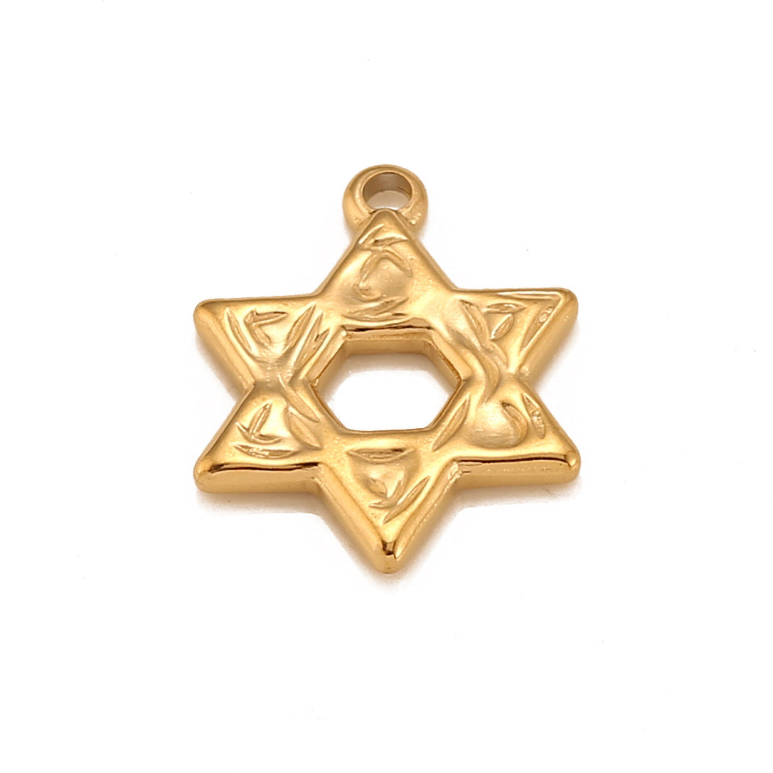 Stainless Steel Middle Hollow Six-Pointed Star Pendant