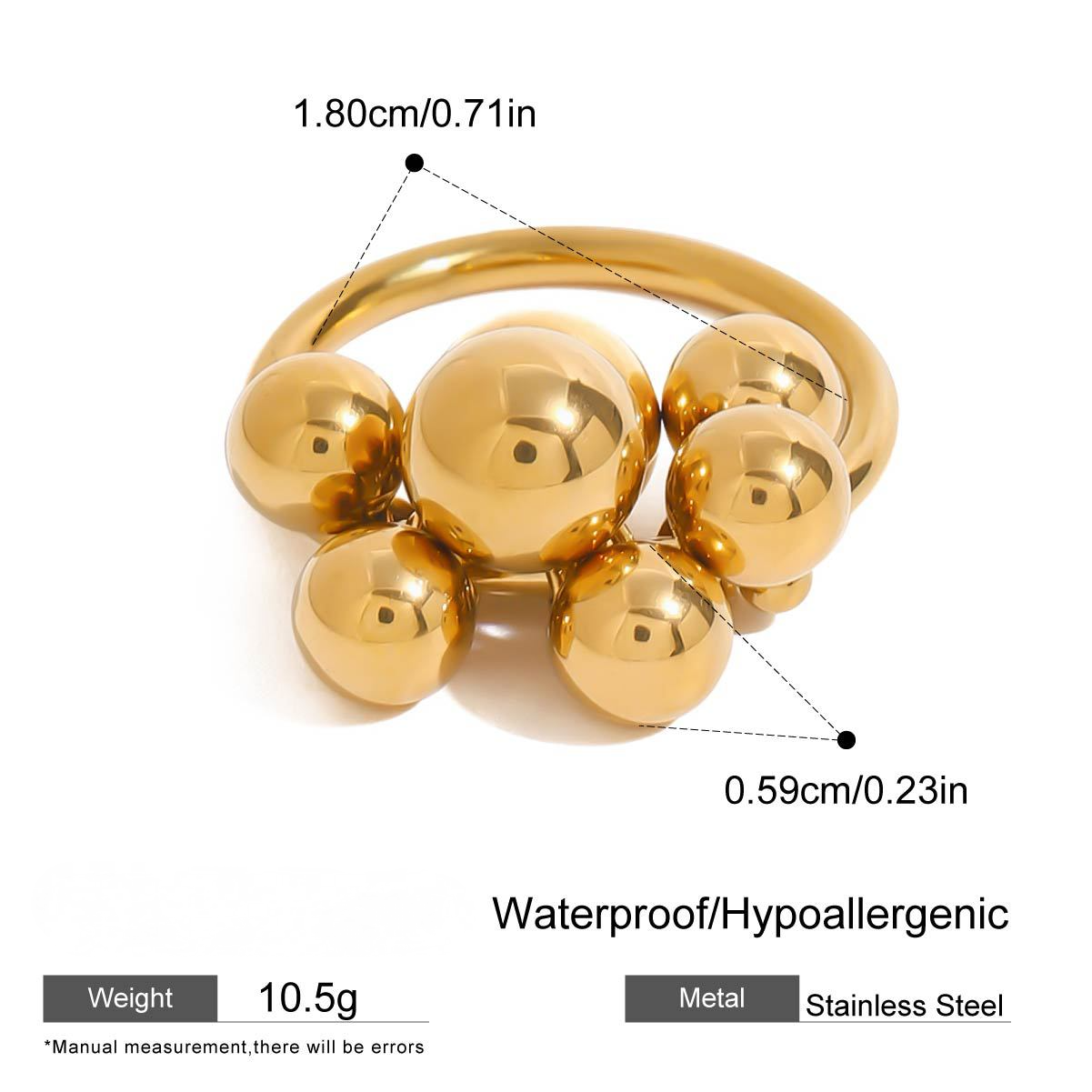 Stainless Steel Light Luxury Multi-ball Ring