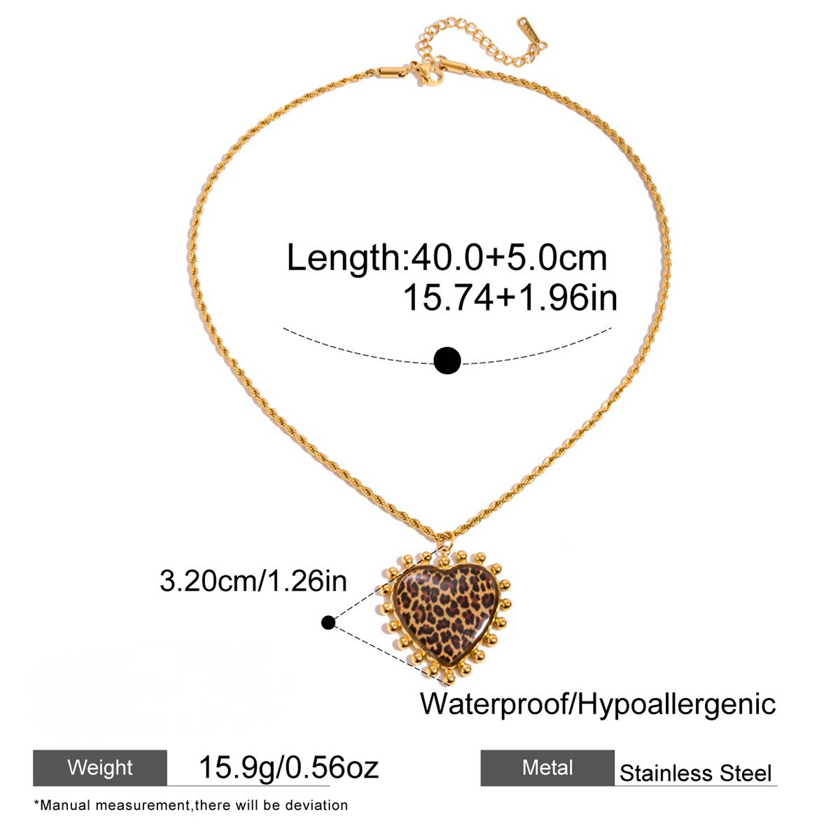 Stainless Steel Paperclip Chain Heart-shaped Pendant Necklace