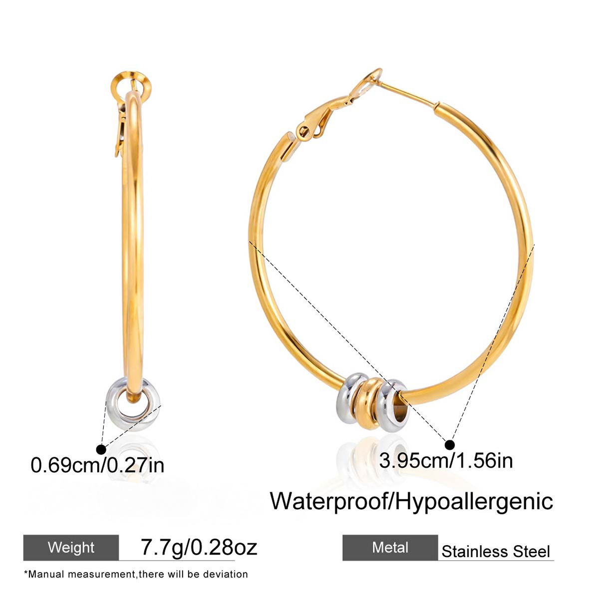 Stainless Steel Round Hoop Earrings