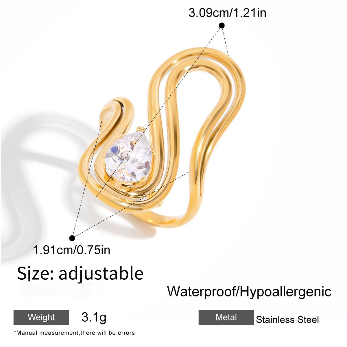 Stainless Steel Design Cubic Zirconia Ring Combination