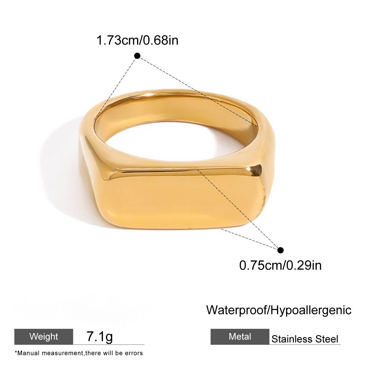 Stainless Steel Square Blank Plain Ring